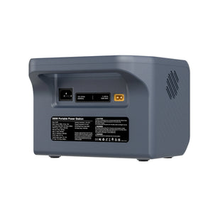 Rear angled view 1 of the ABOK Ark300 US power station showing charging inputs and the product label on a white background.