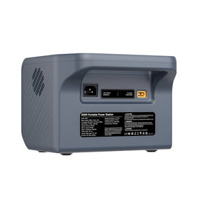 Rear angled view 2 of the ABOK Ark300 US power station showing charging inputs and the product label on a white background.